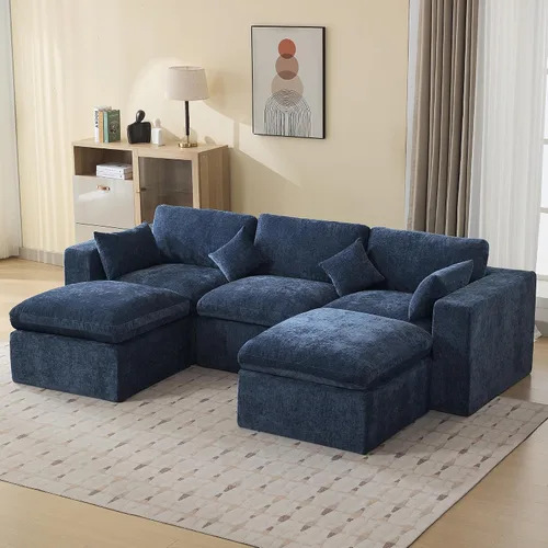 Vista 35 de WUTUTUEE Otomana Cloud de 33.5 pulgadas para sofá modular, cómodo reposapiés tapizado de felpilla con espuma viscoelástica, embalaje totalmente