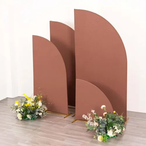 Vista 64 de Efavormart - Juego de 4 fundas de elastano beige para arco de media luna, fundas de telón de fondo Chiara de 2.5 pies a 7 pies para escenarios