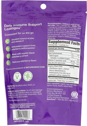Vista 2 de Nature's Way Sambucus Pastillas Inmunitarias – Pastillas Inmunitarias para Uso Sobre la Marcha*– Zinc, Vitamina C y Extracto de Saúco Negro – Vegano