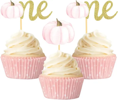 Vista 11 de Pumpkin Oh Baby - Decoración para cupcakes con temática de calabaza, para baby shower, cumpleaños, Acción de Gracias, Halloween, fiesta, suministros