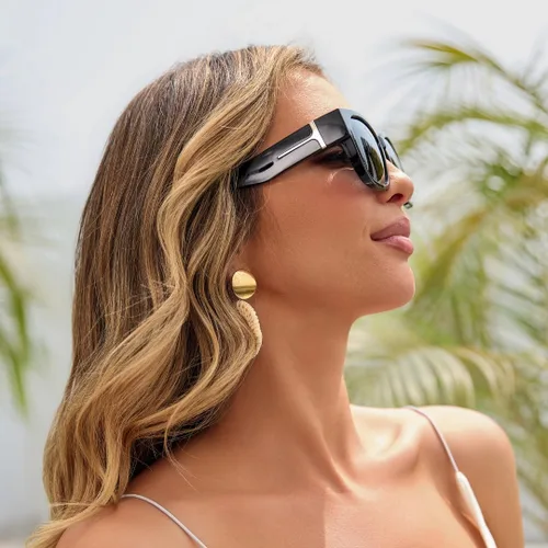 Vista 3 de Face Shadow Gafas de sol polarizadas para mujer, ajuste sobre lentes, gafas de sol cuadradas con protección UV, ligeras