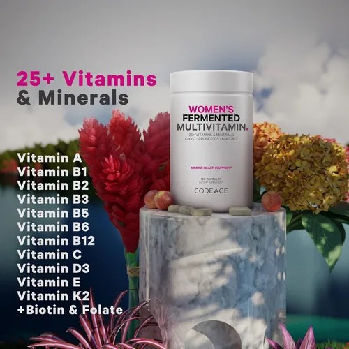 Vista 4 de Codeage Multivitamínico diario de apoyo al sistema inmunológico para mujeres + paquete de probióticos