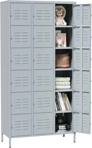 Vista 7 de SISESOL Taquillas de metal para empleados, armario de almacenamiento con cerradura con estante, grandes armarios para almacenamiento con patas