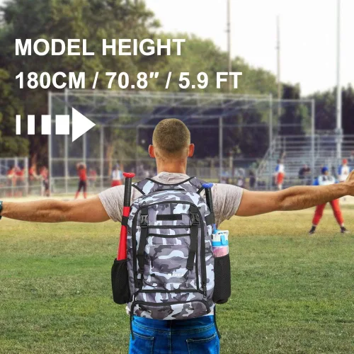 Vista 6 de ZOEA - Mochila para bate de béisbol para niños y equipo de softbol y herramientas para jóvenes y adultos, gran capacidad para 4 bates, casco