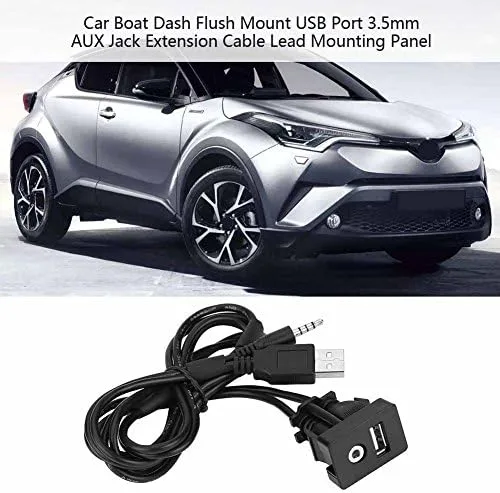 Vista 4 de Dilwe Soporte de extensión AUX, cable de montaje empotrado en panel USB para automóvil, barco y motocicleta
