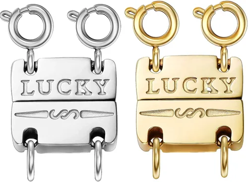 Vista 13 de kcctoo Collar con cierre de capas para mujer, separadores de joyería de oro de 18 quilates y plata, cierre magnético de collar múltiple para mujer