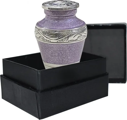 Vista 18 de BOLD&DIVINE Urna texturizada de esmalte perlado Urna conmemorativa texturizada de gránulo divino para cenizas humanas, funeral, entierro