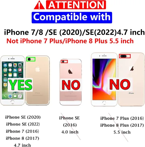 Vista 2 de Funda para iPhone SE 2022 (3ª)/2020 (2ª)/iPhone 7/8, con protector de pantalla, [prueba de caídas de grado militar], resistente, resistente, a Negro