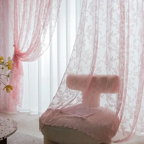 Vista 30 de Sutuo Home Juego de 2 cortinas de encaje beige, paneles transparentes de 63 pulgadas de largo, bordado floral de rosas, tratamiento de ventana
