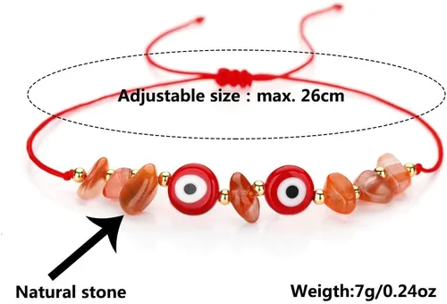 Vista 2 de Pulsera de cuentas de cristal de mal de ojo irregular, hecha a mano, ajustable, multicolor, multicolor, cuerda de cuerda inspiradora, amuleto