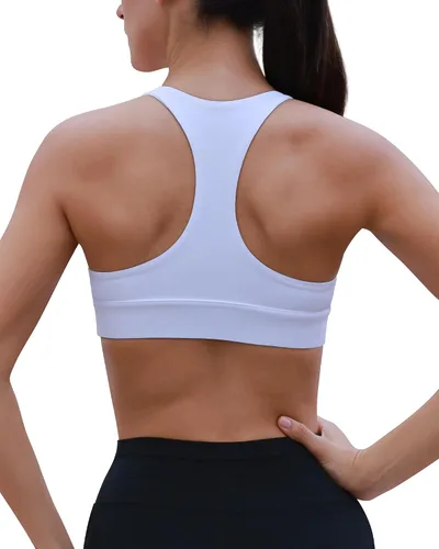 Vista 2 de HORISUN Sujetador deportivo acolchado con espalda cruzada para entrenamiento, brasier de yoga con realce y soporte medio, camiseta corta sin mangas