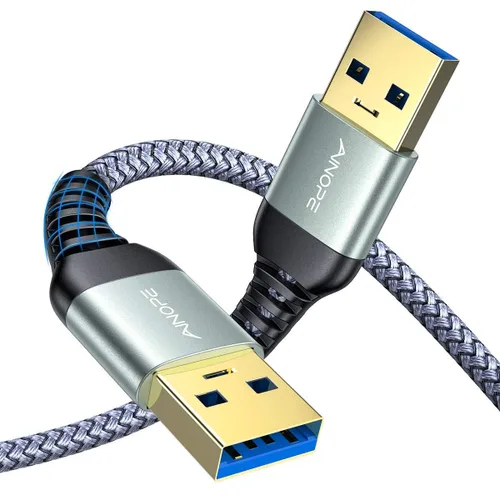Vista 7 de AINOPE Cable USB a USB, cable USB 3.0 A a A macho a macho [nunca se rompe], cable tipo A de doble extremo compatible con cajas de disco duro, KVM