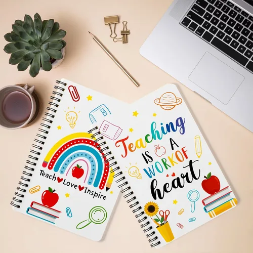 Vista 4 de Xqumoi - Paquete de 2 cuadernos espiral A5 para maestros, cuadernos de trabajo con líneas para enseñanza, diarios de escritura, suministros