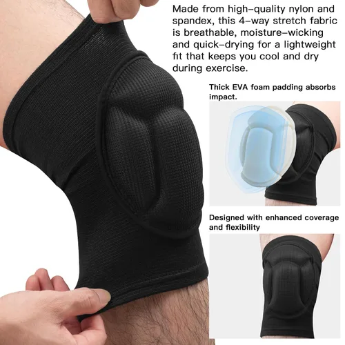 Vista 2 de Rodilleras para mujeres y hombres, rodilleras de baloncesto, voleibol, rodilleras para mujeres y hombres, rodilleras de lucha libre