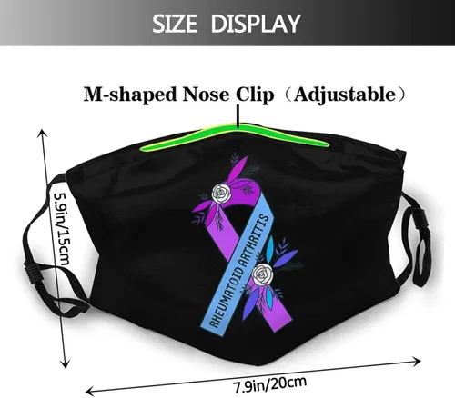 Vista 2 de Máscara de mariposa púrpura de la conciencia reutilizable y ajustable para hombres y mujeres Bandana paño deportes al aire libre negro