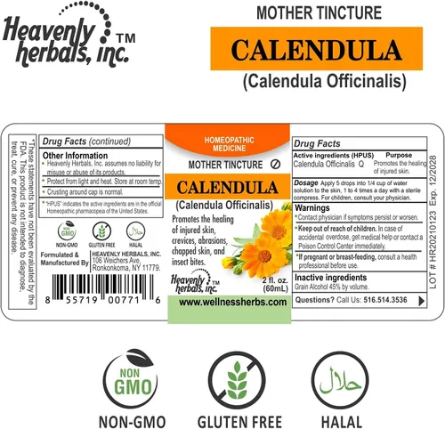 Vista 9 de Caléndula OFFICINALIS Q - Tintura madre - Promueve la curación de la piel lesionada, grietas, abrasiones, piel agrietada y picaduras de insectos, 2