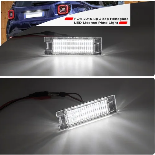 Vista 2 de Reemplazo de luz de matrícula LED para 2015 en adelante J'eep Renegade 6000 K xenón blanco llevó placa de matrícula luz trasera kit de lámpara