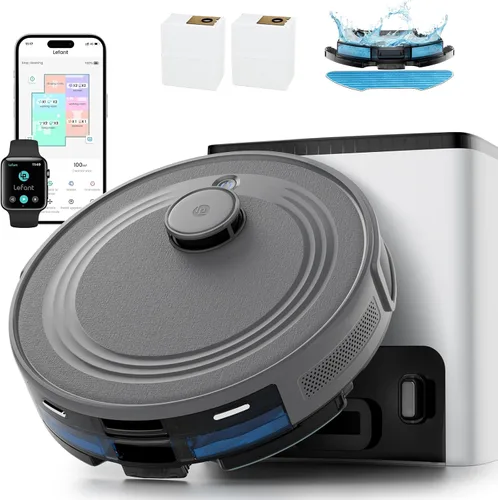 Vista 10 de Lefant LiDAR Robot Aspirador y Trapeador Combo, 75 días de autovaciado, 6000Pa potente Scution, mapeo de varios pisos, zonas prohibidas, 140 minutos