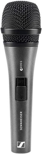 Vista 2 de Sennheiser Micrófono vocal cardioide dinámico E835-S (interruptor de encendido/apagado) con soporte de micrófono trípode y paquete de cable XLR-XLR