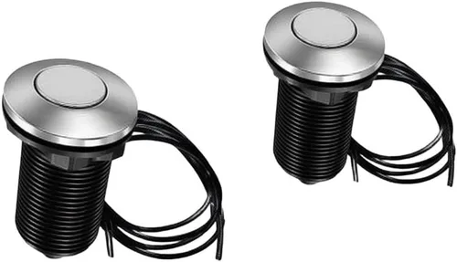 Vista 2 de Garbage Disposal Air Switch Kit Brushed Stainless Steel Push Button for Sink for top Mount With 1.5m Hose Compatible for Waste King ISE for ge Food