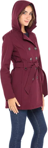 Vista 4 de Sebby Collection - Gabardina resistente con revestimiento suave, impermeable, para mujer con capucha desmontable.