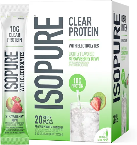 Vista 27 de Isopure - polvo de proteína de suero de leche con sabor a fruta ligera refrescante