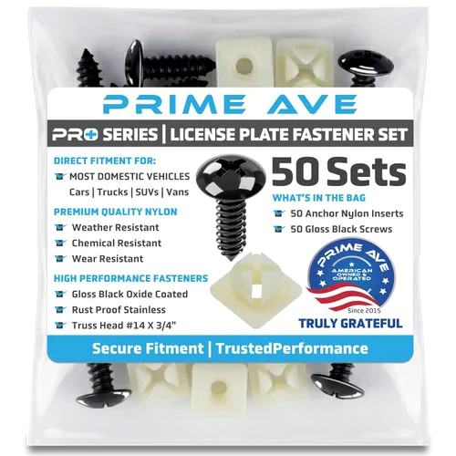 Vista 17 de Tornillos de acero inoxidable con óxido negro de PRIME AVE con insertos de nylon para asegurar placas delanteras y traseras, marcos y cubiertas