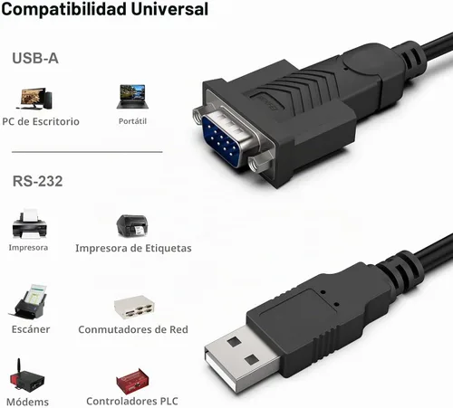 Vista 3 de BENFEI Cable adaptador USB a serie, 1.83 m USB a RS-232 macho (9 pines) DB9, chipset Prolific, compatible con Windows 11/10/8.1/8/7, Mac OS X 10.6