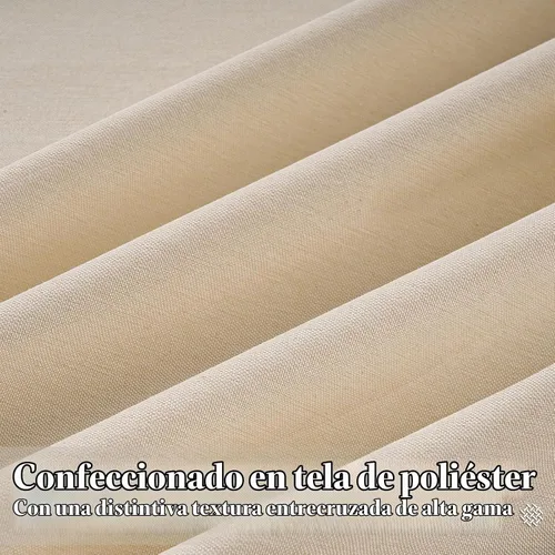 Vista 2 de 2 paneles de cortinas plisadas de lino beige de 84 pulgadas de largo, para dormitorio y sala de estar, cortina plisada con ganchos y pestaña trasera