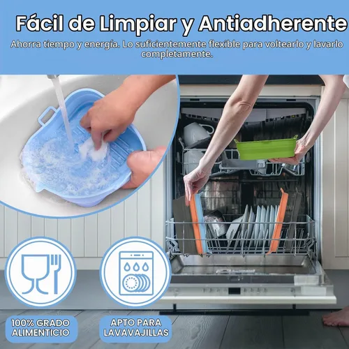 Vista 4 de [Paquete de 2] Forros cuadrados de silicona para freidora de aire – Cesta reutilizable para freidora de aire – Olla fácil de limpiar para freidora 2