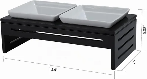 Vista 7 de Silicute Cuencos elevados de cerámica para mascotas - The Pawsh Bowl - Comedor para perros exigentes
