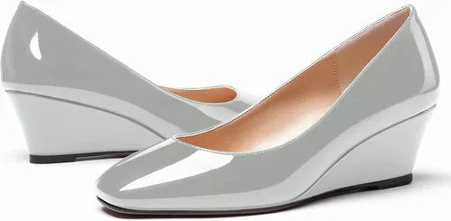 Vista 6 de WAYDERNS Zapatos de tacón bajo con punta cuadrada de charol para mujer, 2 pulgadas