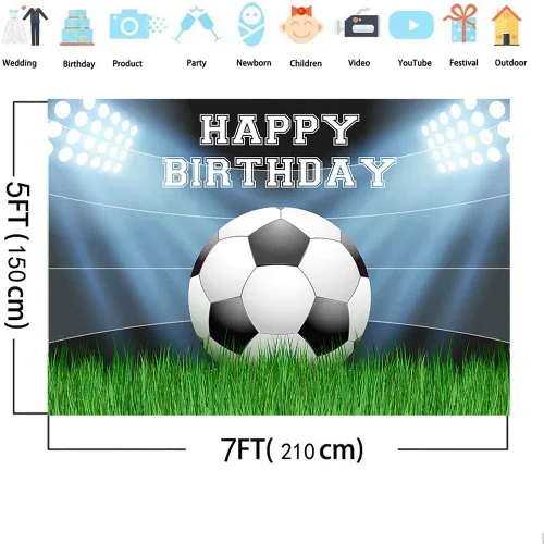 Vista 4 de AIBIIN Telón de fondo de fiesta de cumpleaños de fútbol, fondo de fotos de campo de fútbol, decoración de fiesta de fútbol para hombres, campo