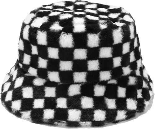 Vista 27 de Sombrero de cubo esponjoso de invierno mullido de piel peluda sombreros de pescador de piel sintética de felpa sombrero cálido para mujer