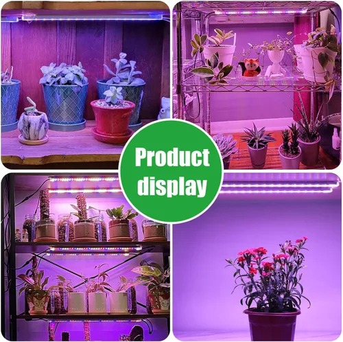 Vista 8 de RWNTAO Lámpara de cultivo de dos tiras para plantas de interior, tiras de luz LED de espectro completo rojo, azul y amarillo, con temporizador
