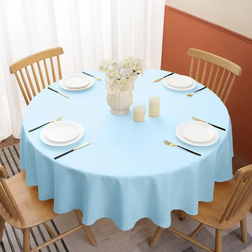 Vista 2 de Softalker Mantel Redondo, Impermeable y Resistente a las Manchas, Mantel de Tela Sin Arrugas, Lavable, Poliéster de 210GSM, Cubierta de Mesa