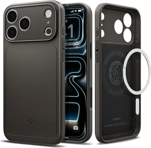 Vista 19 de Spigen Thin Fit MagFit Funda diseñada para iPhone 16 [Carcasa rígida] [Protección de grado militar] Compatible con MagSafe - Negro