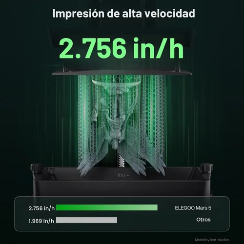 Vista 5 de ELEGOO Mars 5 - Impresora 3D de resina MSLA, sensor mecánico inteligente, nivelación automática inteligente, fuente de luz COB, pantalla LCD mono 4K