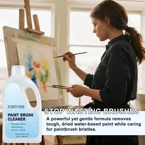 Vista 5 de Limpiador y restaurador de pinceles, limpiador de pinceles de pintura de 32 onzas líquidas que maneja fácilmente pintura acrílica y a base de agua