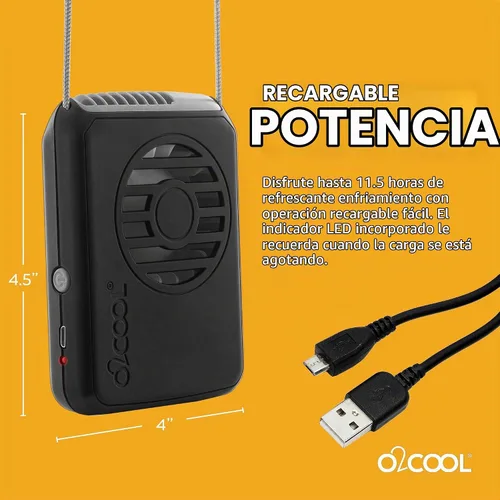 Vista 4 de O2COOL Ventilador de cordón portátil para el cuello recargable personal