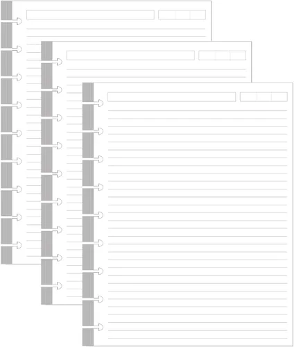 Vista 8 de Papel de relleno rayado para planificadores de 9 discos, insertos preperforados de tamaño clásico para Happy Planners, papel de hojas sueltas de 100