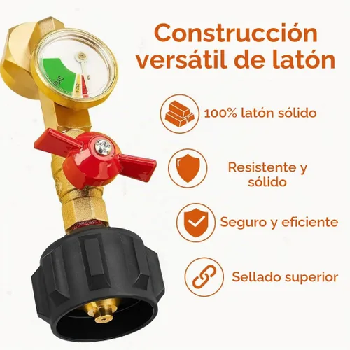 Vista 6 de 2025 Adaptador de Recarga de Propano Mejorado con Válvula y Calibre, Codo de Recarga QCC1 de Latón Sólido para Tanque Pequeño de 1 Libra a Cilindros