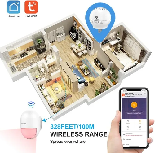 Vista 6 de SINGCALL Sensor de movimiento inalámbrico Alarma de entrada Alarma Interior Sensor de Movimiento Inteligente Detector 2.4G WiFi Sistema Inalámbrico