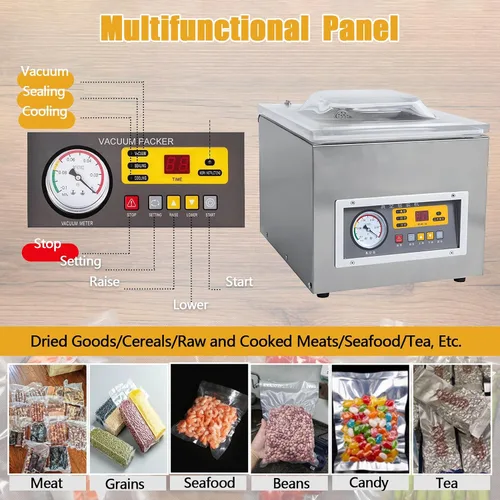 Vista 2 de Commercial Chamber Vacuum Packing Machine with Cutter for Dry, Wet, Oily, and Powder Food Storage