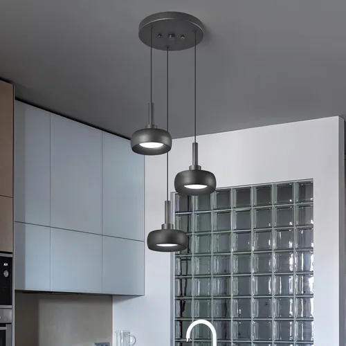 Vista 2 de Modernas lámparas colgantes negras para isla de cocina, mini cúpula, lámpara colgante para dormitorio, sala de estar, comedor, bar (3 luces)