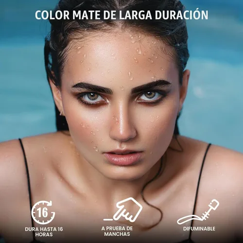 Vista 3 de FOCALLURE Kit de sellos de cejas y plantillas para cejas, 24 formas reutilizables para cejas, polvo de cejas a prueba de sudor, de larga duración