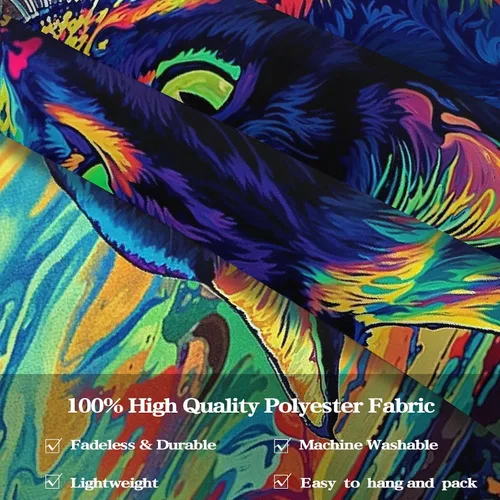 Vista 7 de Spenlife Blacklight - Fantástico tapiz de gato negro, tapiz de pared de gato reactivo que brilla con rayos UV para decoración de habitación, tapiz