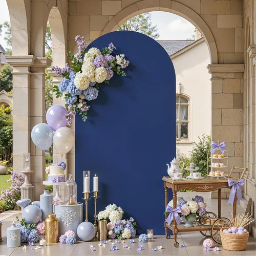 Vista 71 de Baby Blue Arch Backdrop Cover, 6FT Spandex Fitted Wedding Arch Stand Covers Round Top Chiara Backdrop Cover for Birthday Party Ceremony Banquet Azul