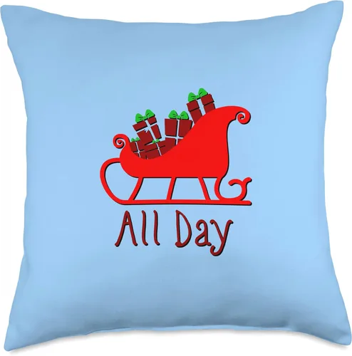 Vista 4 de Sleigh All Day Funny Witty Christmas X-mas Pun Throw Pillow
