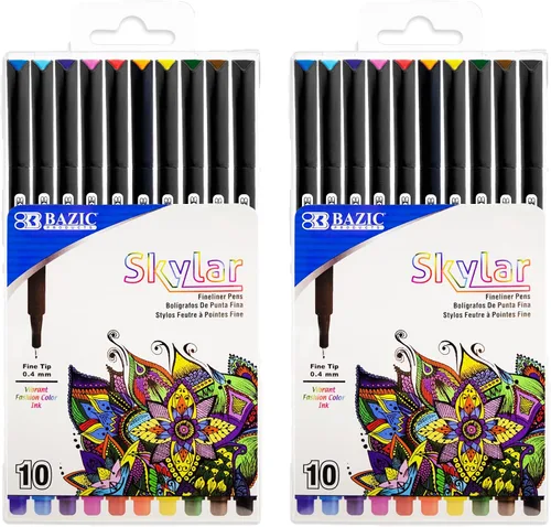 Vista 8 de BAZIC PRODUCTS Skylar - Bolígrafo de punta fina (10 colores, 0.016 in), para la escuela, oficina, hogar